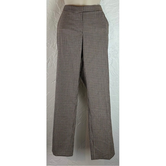 Theory Women’s Wool Blend Straight Leg Plaid Pants Brown/Tan Lightweight, size 6 - Picture 3 of 10